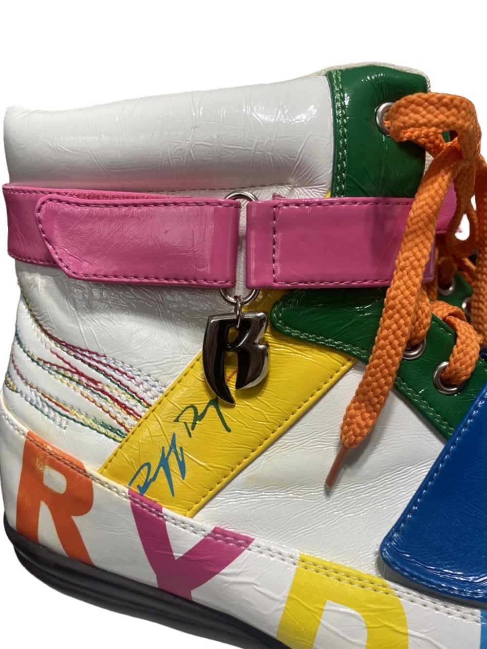 Nyla Ryder Rainbow Multi-Color High Top Sneakers Patent Retro Glam Size 11 - Picture 8 of 11